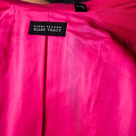 Vintage Ellen Tracy for Linda Allard 80's Hot Pink 100% Silk Blazer Jacket Size - Picture 8 of 12
